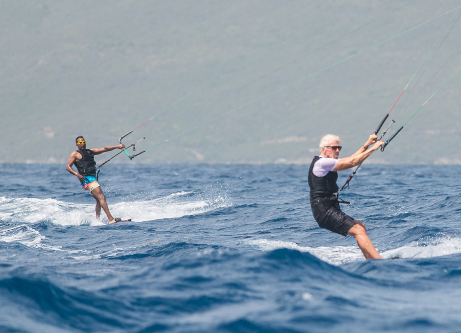 Richard Branson and Rowen Pillay Kitesurfing in the British Virgin Islands.